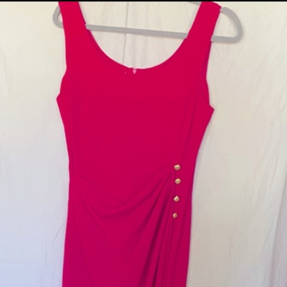 Vintage Evan Picone dress, magenta hot pink evening gown